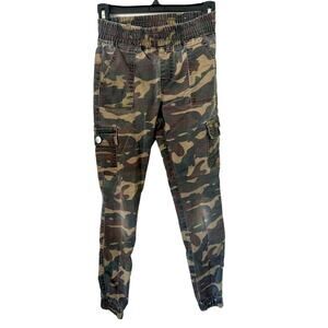 VIP Women's Juniors Size 1/2 Green Camo Skinny Cargo Stretch Jeans